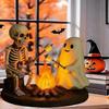 Skeleton and Ghost Bonfire Night Lamp, Halloween Ghost Skeleton Campfire Night Light, LED Ambience Nightlight Decorations for Desktop Bedside Living R