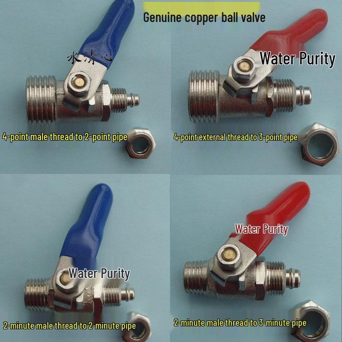 Three-Way Water Purifier Valve with 4 to 2 Points, 3 Points, and 2.5 Points Options - Internal/External Threads.