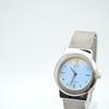 Used [New Battery] CASIO MTP-1112 Blue x Yellow Reflective Glass Ladies Working Item Quartz