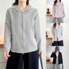 S41 Plus Size Korean Casual Hooded Zipper Cardigan for Women, 2026 Spring Style