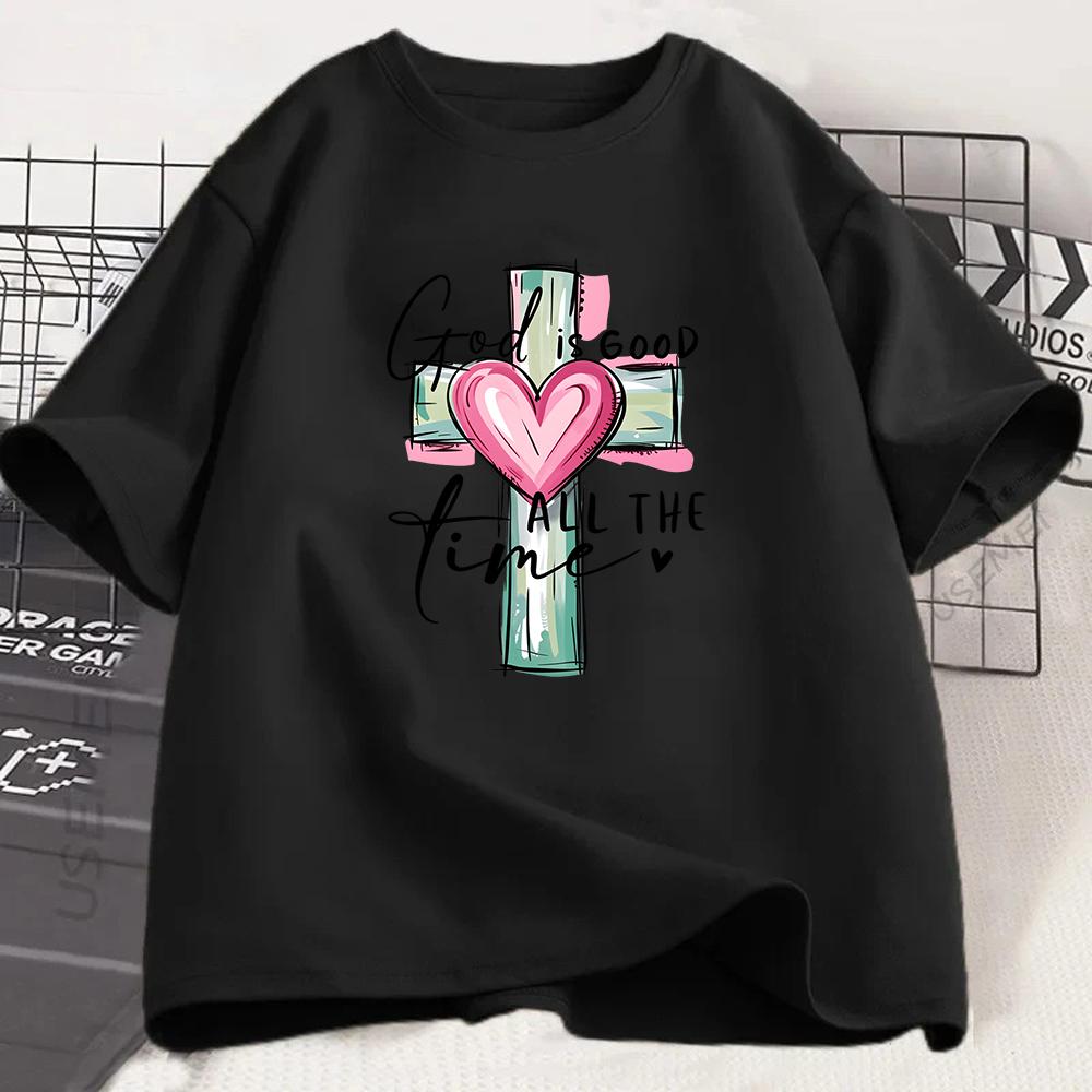 God Is Good All The Time T Shirt Christian Cross Graphic Tee Faith Based Top Religious Apparel Spiritual Praise Clothing