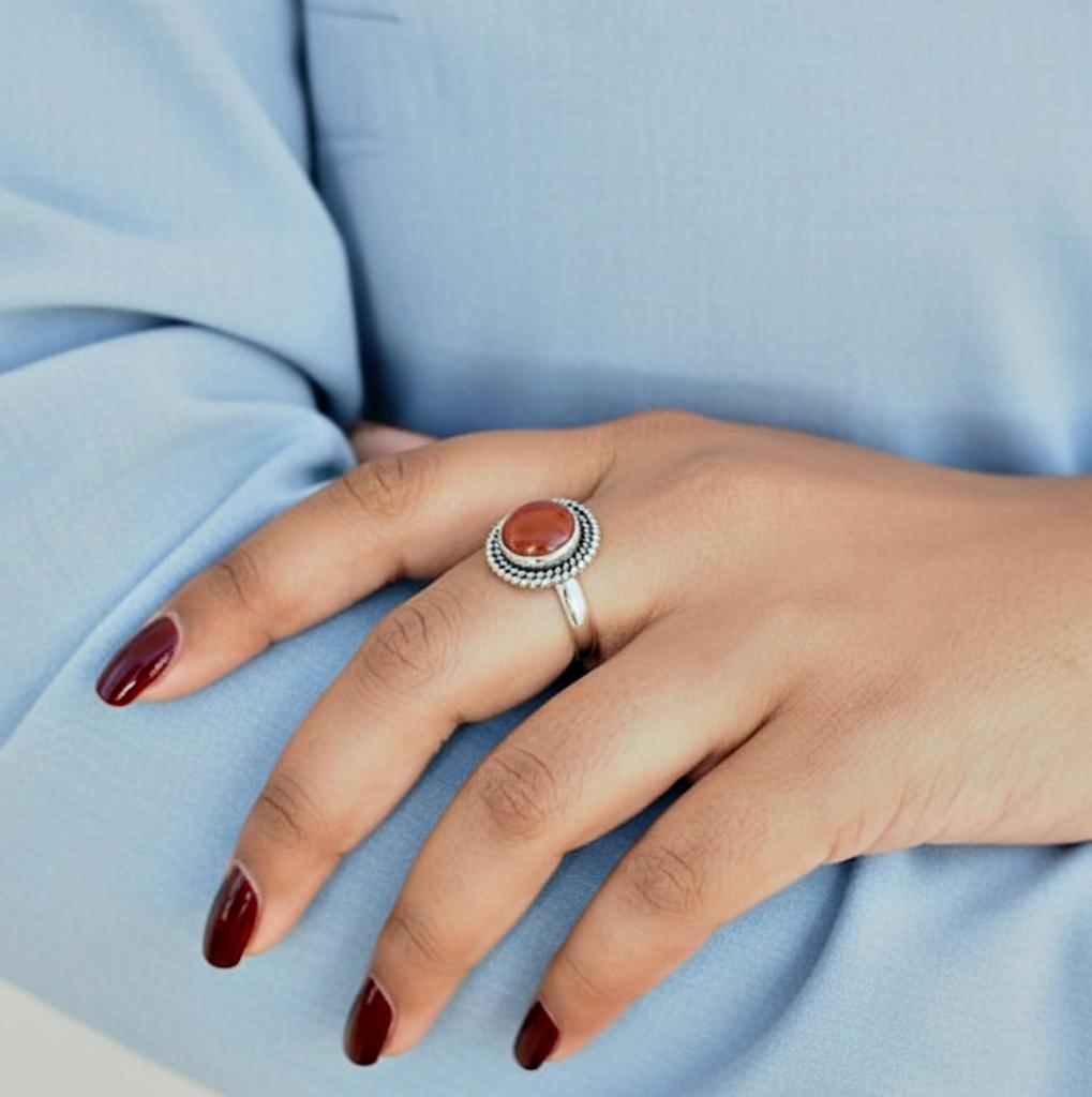 Red Carnelian Statement Ring, 925 Sterling Silver Ring, Bohemian Minimalist Jewelry, Gift for Women
