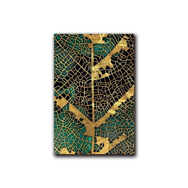 Modern Abstract Painting Golden Leaves Luxurious Canvas Picture for Home Design Wall Art Prints for Interior Decor No Frame