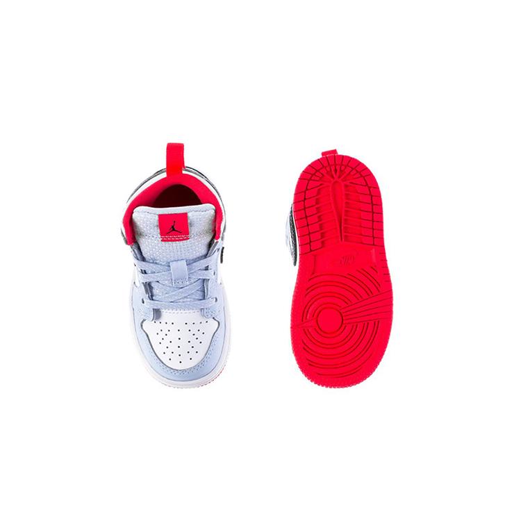 Jordan Pantofi pentru Copii Mici Air Jordan 1 Rezistenți la Alunecare Amortizare Model Low Top cu Buline, Alb/Albastru pentru Sugari și Copii Mici 644507-400