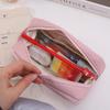 Pink Cloth Multilayer Pencil Case Large Capacity Solid Color Pencil Pouch  Kids Children