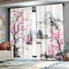 Set Of 2 Delicate Floral Blossom Curtains Polyester Drapes Living Room Bedroom Spring Window Decor Curtain Darkening For Made With Rod Pocket
