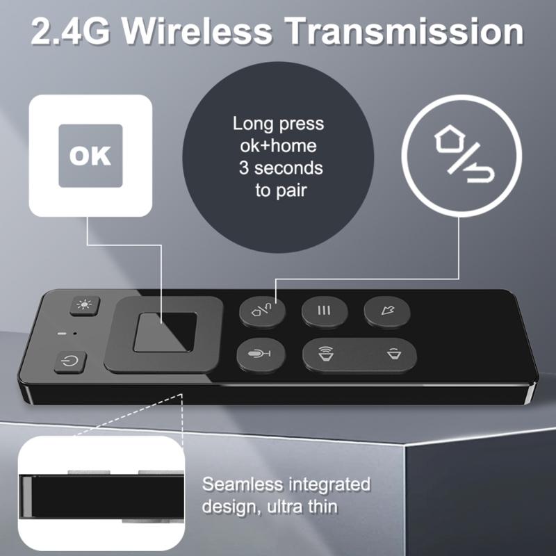 2 In 1 Air Mouse Voice Control RGB Backlit 2.4G Wireless Air Mouse Remote Control with 6-axis Gyroscope USB Receiver