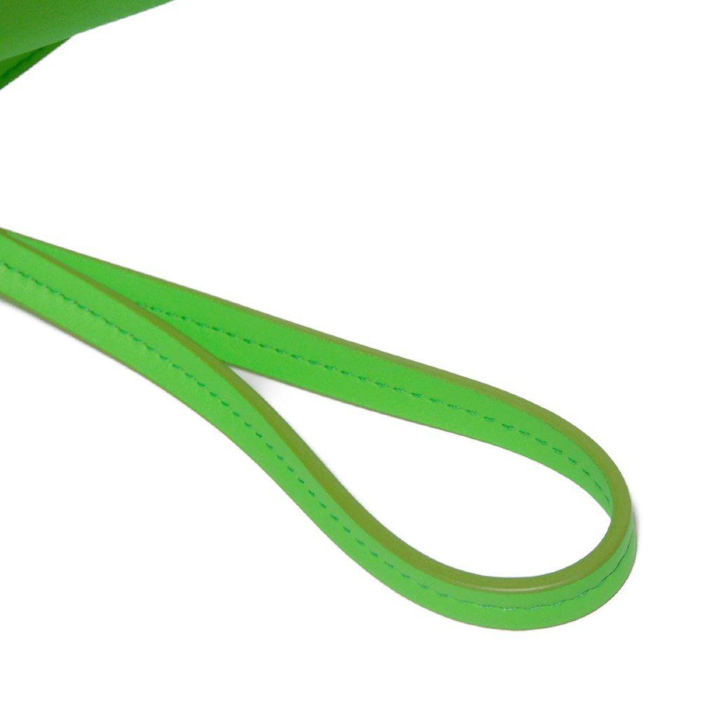 Used 9896 Logo Embossed Pouch 241390 7931, Foil Stamped, Light Green, Strap, Excellent Condition, New Logo, Lime,