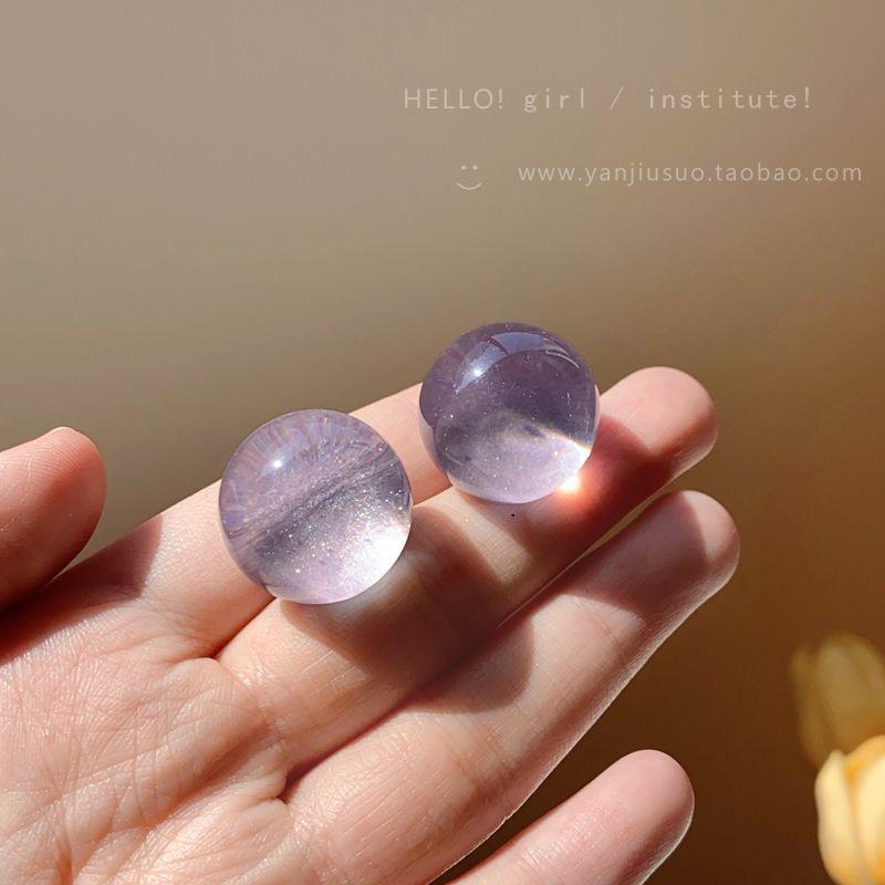 

Летние серьги-пусеты в виде баскетбольного мяча «Звездное небо дофамина» для женщин, нишевый дизайн, цветные серьги из смолы, подходят для лета Starry sky gray purple