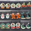 Cartoon Santa Claus & Snowman Christmas Tree Wooden Dangle Earrings