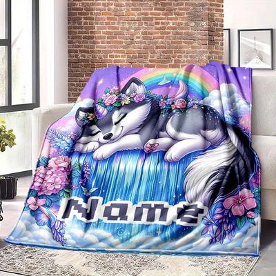 A Wolf In His Sleep Customize Your Name Blanket Warm Comfortable And Soft Blankets Are Suitable For Home Lunch Break Blanket Office Sofa Sofa Gift To