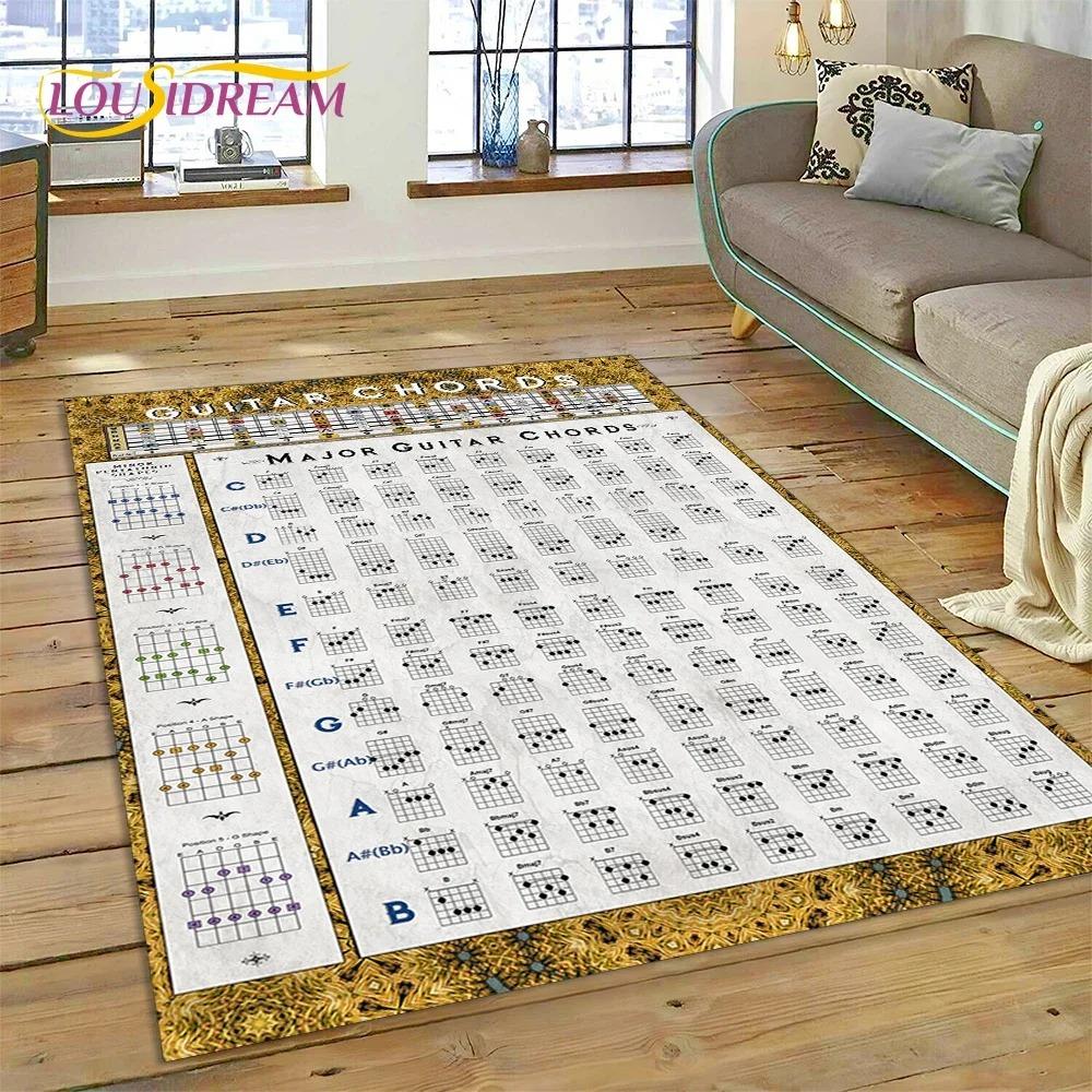 Guitar Chords Theory Chart Music Carpet Bedroom Living Room Home Sofa Rug Decoration Originality Children Game Large Floor Mat