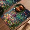 Of 4 Placemats Featuring Gustav Klimt'S Floral Designs, Stylish Printed Patterns, Faux Linen Table Mats Suitable for Dining, Kitchen 12.0X18.0 Inch.