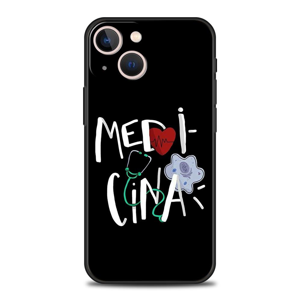 Phone Case For iPhone 16 15 14 13 12 11 Pro Max XS X XR SE 7 8 Plus Soft Silicone Black Cover Doctor Nurse Medical Medicine
