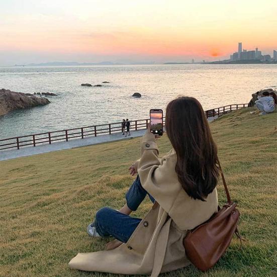 Podzimní zimní dámská bunda s páskem Silný volný rozepínací límec OL na dojíždění