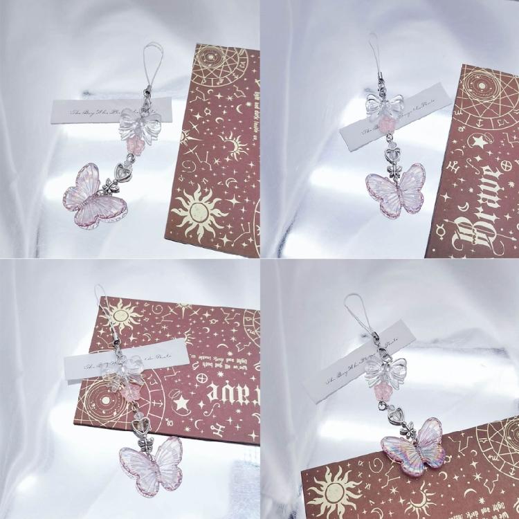 Y2K Phone Chain Cool Girl Sweet Pendant Strap with Star/Bowknot/Butterfly Charm