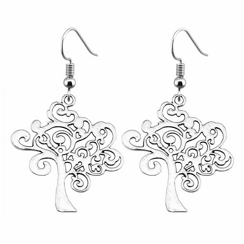 Tree Of Life Dangle Earrings Openwork Nature Boho Style Drop Jewelry For Female