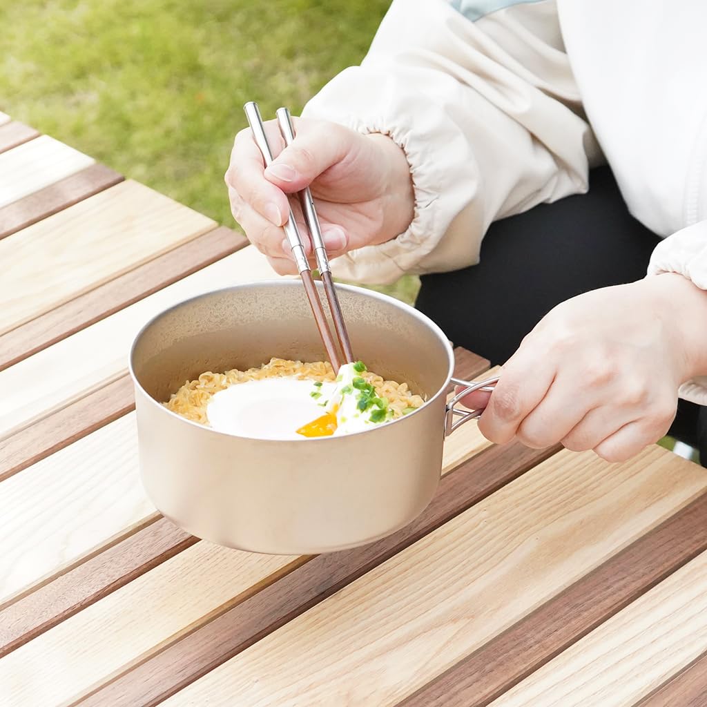 Titanium Cooker Set Cookware Camping Outdoor Mountain Climbing Disaster Prevention [Belmont] BM-037 4-piece (M) (with Case)