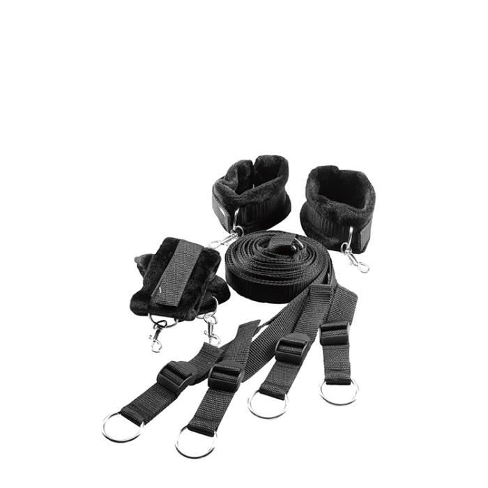 Ensemble de retenue de lit - DREAM TOYS - Bondage Dream Toys - Noir - Ajustable - Confortable