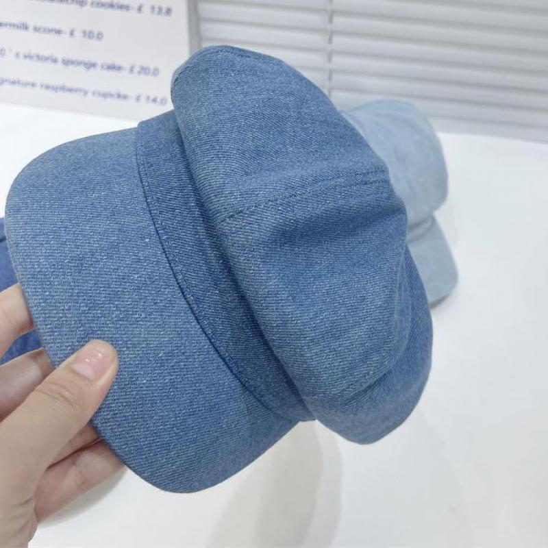 Vintage Beret Octagonal Caps Women Hats Solid Color Denim Cloth Casual Female Newsboy Cap Good Quality Painter Cap New