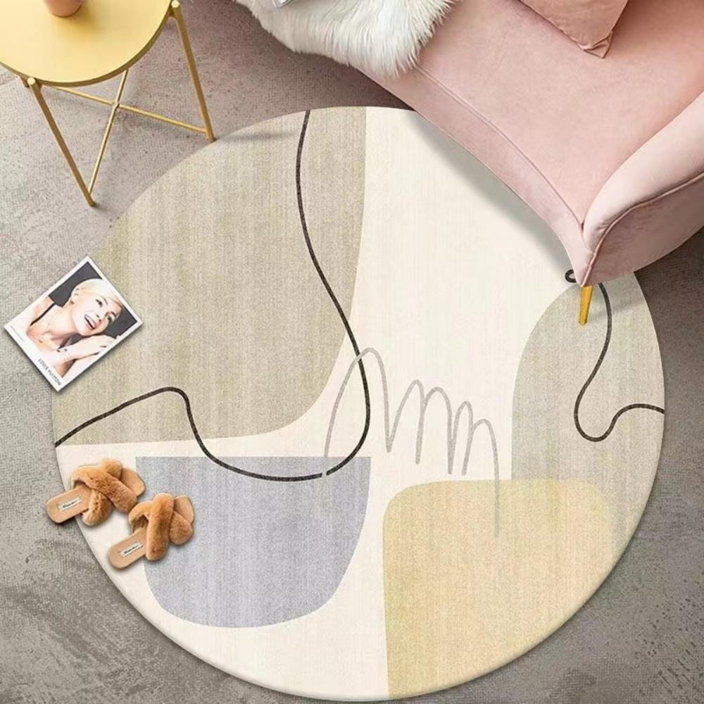 Crystal Velvet Simple Round Living Room rug Bed Blanket Bed Mirror Front Blanket