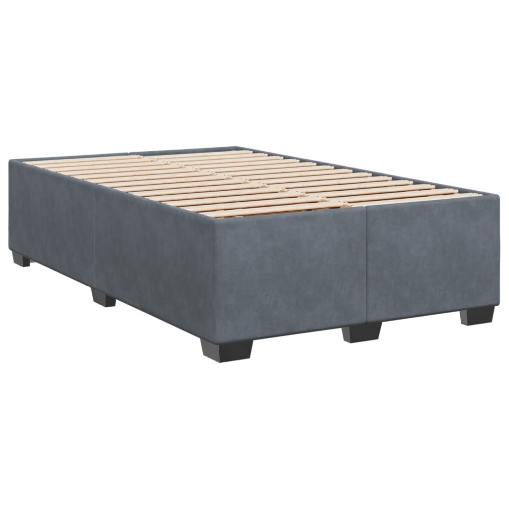 Box Spring Bed with Mattress Dark Grey 120 x 190 cm Velvet