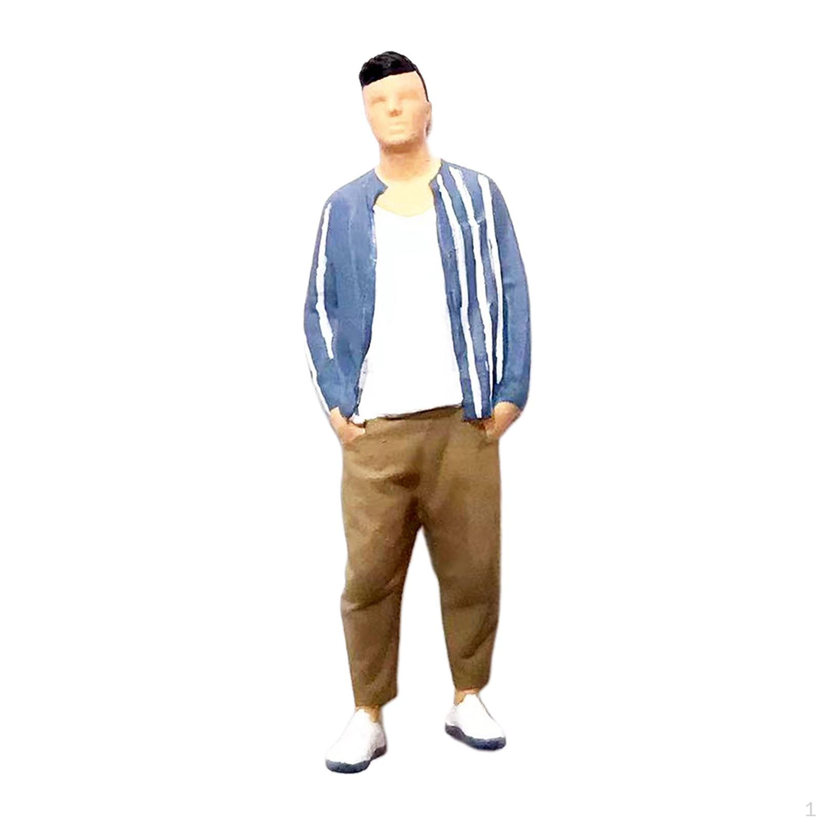 

1:64 Figure People Mode Role Play Delicate Hand Painted Character Resin Decoration Standing park синій