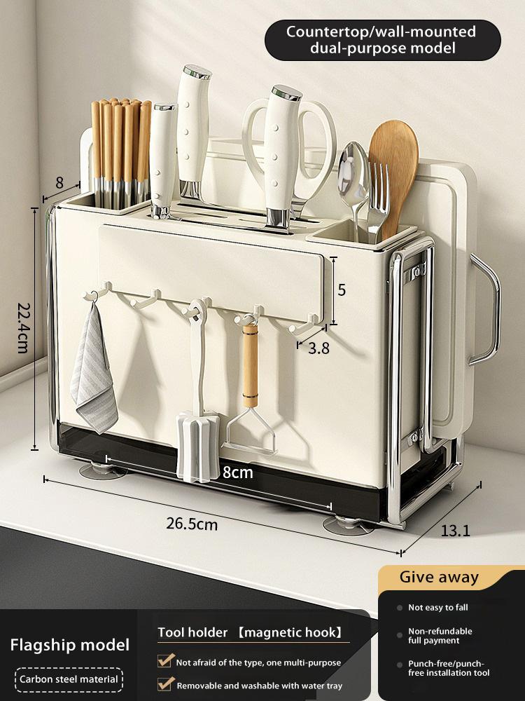 Kitchen Knife Rack Wall-mount Cutting Board Storage Racks Household Multifunctional Countertop Chopping Board Storage Rack