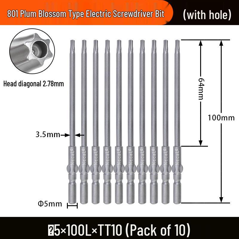 Nigao S2 Torx Electric Screwdriver Bit, 801 with Hole, 5mm Round Shank