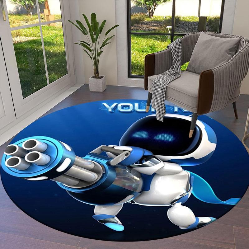ASTRO BOT Custom Name Round Area Rug,Carpet Rug for Living Room Bedroom Sofa Playroom Decor,Non-slip Floor Mat