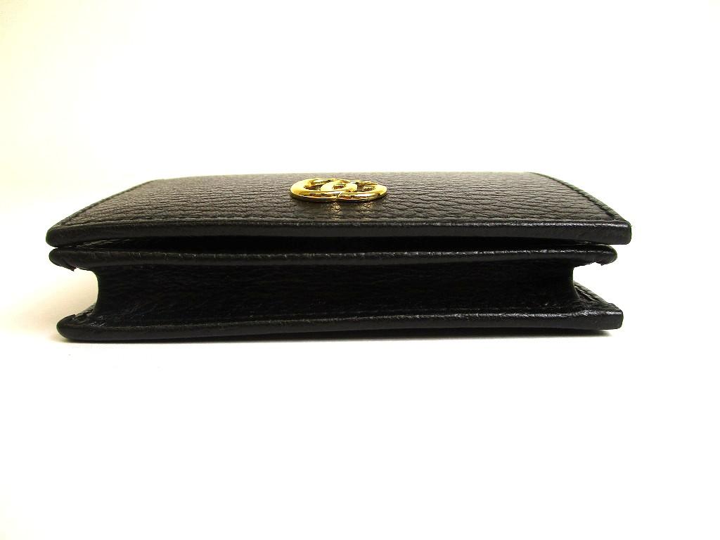 Authentic GUCCI GG Marmont Black Leather Bifold Wallet Compact Wallet #a866  Refurbished