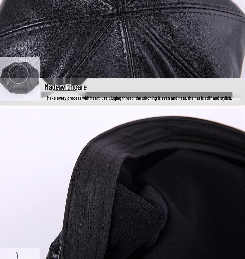 Women's Genuine Sheepskin Octagonal Beret - Korean-Style Celebrity Leather Hat for Autumn/Winter