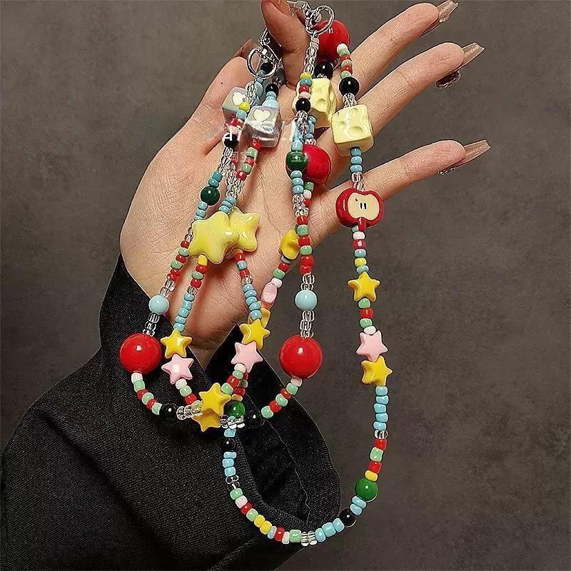 Dopamine-Inspired Colorful Strawberry Mobile Phone Crossbody Anti-Lost Lanyard