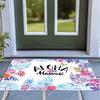 1pc Flannel Material Rectangular Door Mat, 10Mm Thickness And 450G/M2 Density, with "ALOHA Hawaii" And Multicolor Flowers And Leaves Design, Flannel R