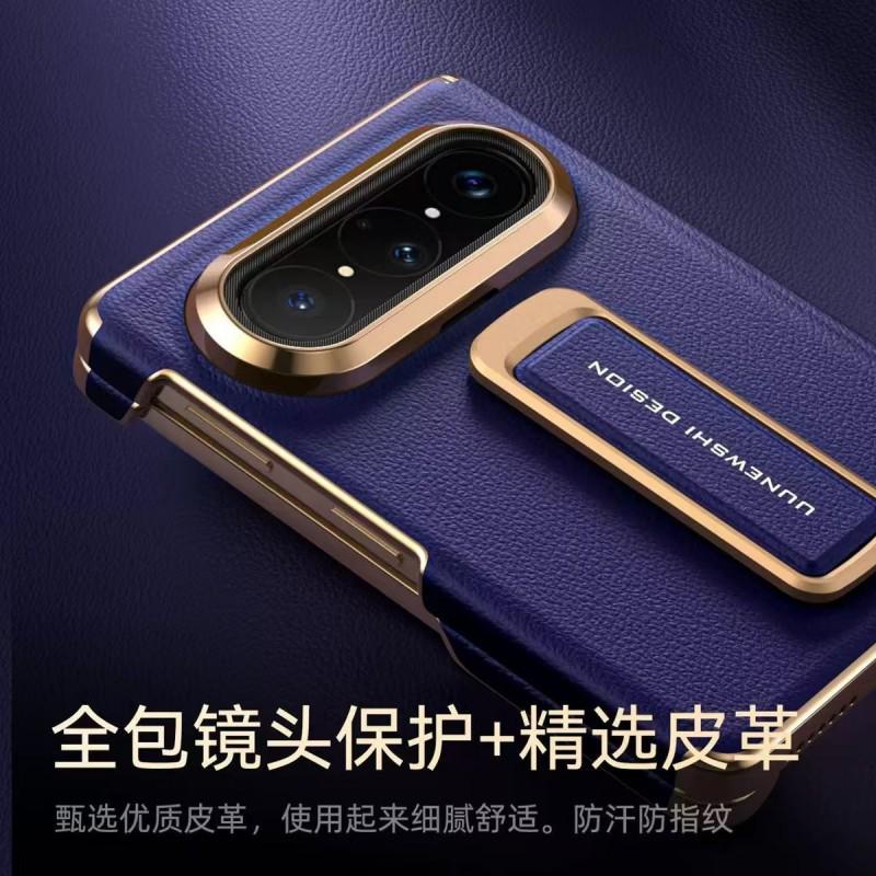 Rotating Wristband Stand Phone Case Pura X Max Full Coverage Shockproof PU Leather With Dual Hinge Design