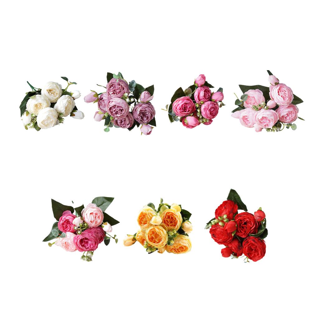 Bouquet di Fiori di Seta di Rosa Artificiale Rose Finte Fiori Real Touch per Festa Matrimonio Hotel Composizioni Ornamenti