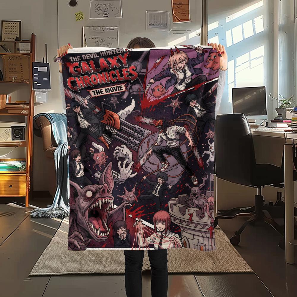 Chainsaw Man characterPrint Flannel Blanket, High quality Comfortable for All Seasons, Home Decor, Warmth and Comfort