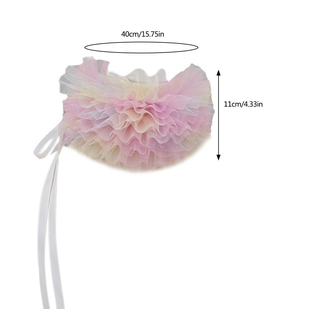 Women Colorful Mesh Layering Ruffled False Collar Ties Up Chokers Shawl Wrap Renaissances Small Neck Ruff Necklace Scarf