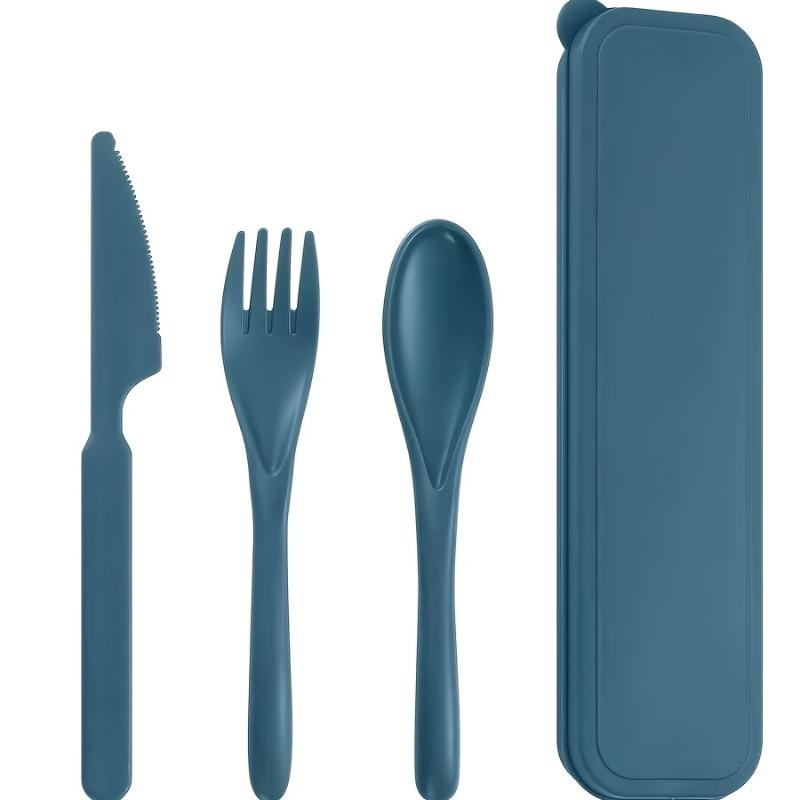 Wheat Straw Reusable Cutlery Set With Knife Fork Spoon And Storage Case Perfect For Office Lunch Outdoor Camping Picnic Travel