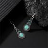 Women Water Drops Green Turquoise Chunky Pendant Necklace Earrings Set