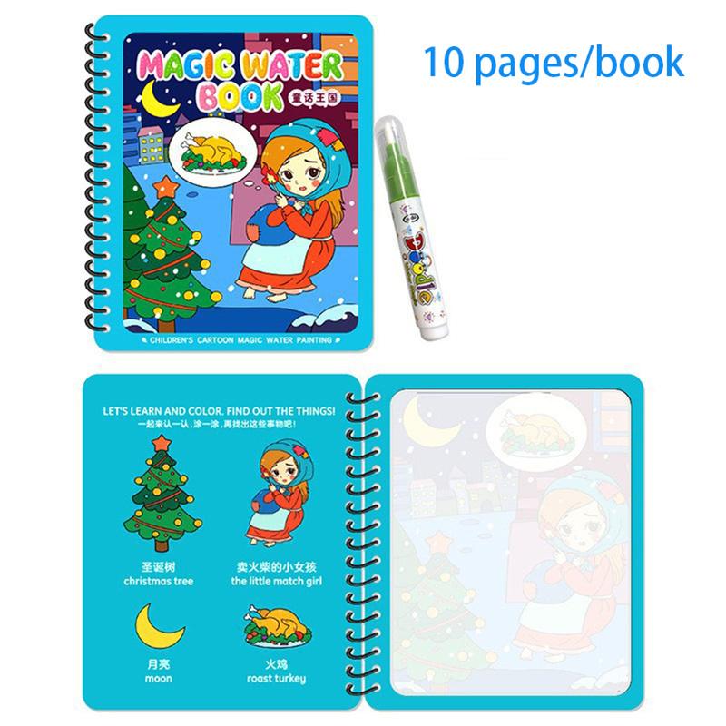 Bambini Montessori Libro da colorare riutilizzabile Libro da disegno con acqua magica Libro da disegno per dipingere Giocattoli per l'educazione precoce sensoriale per bambini