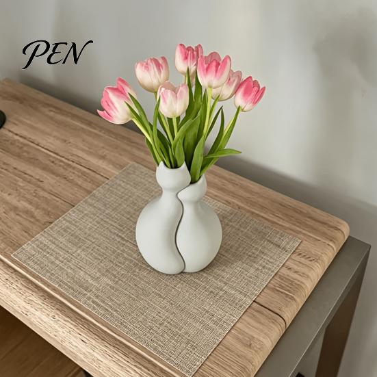 Artificial Flower Holder 3D Printed Cat Vase, Minimalist Nordic Style Arrangement Hugging Vase Decorative Couple Home Office Gift Artistic Tabletop
