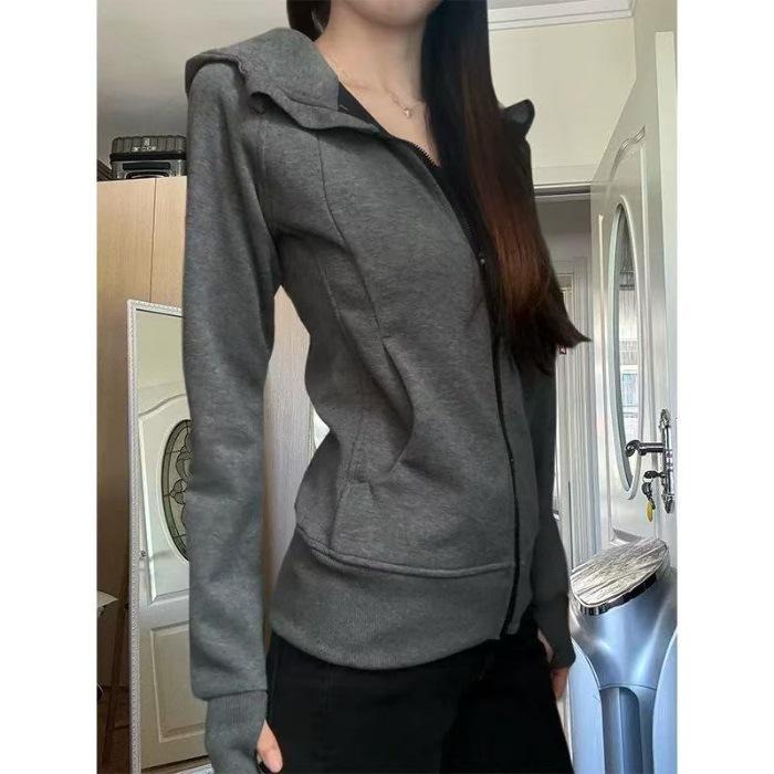 Available: New Slim Fit Hooded Yoga Sweatshirt Cardigan with Zipper – Fashionable and Versatile Design S