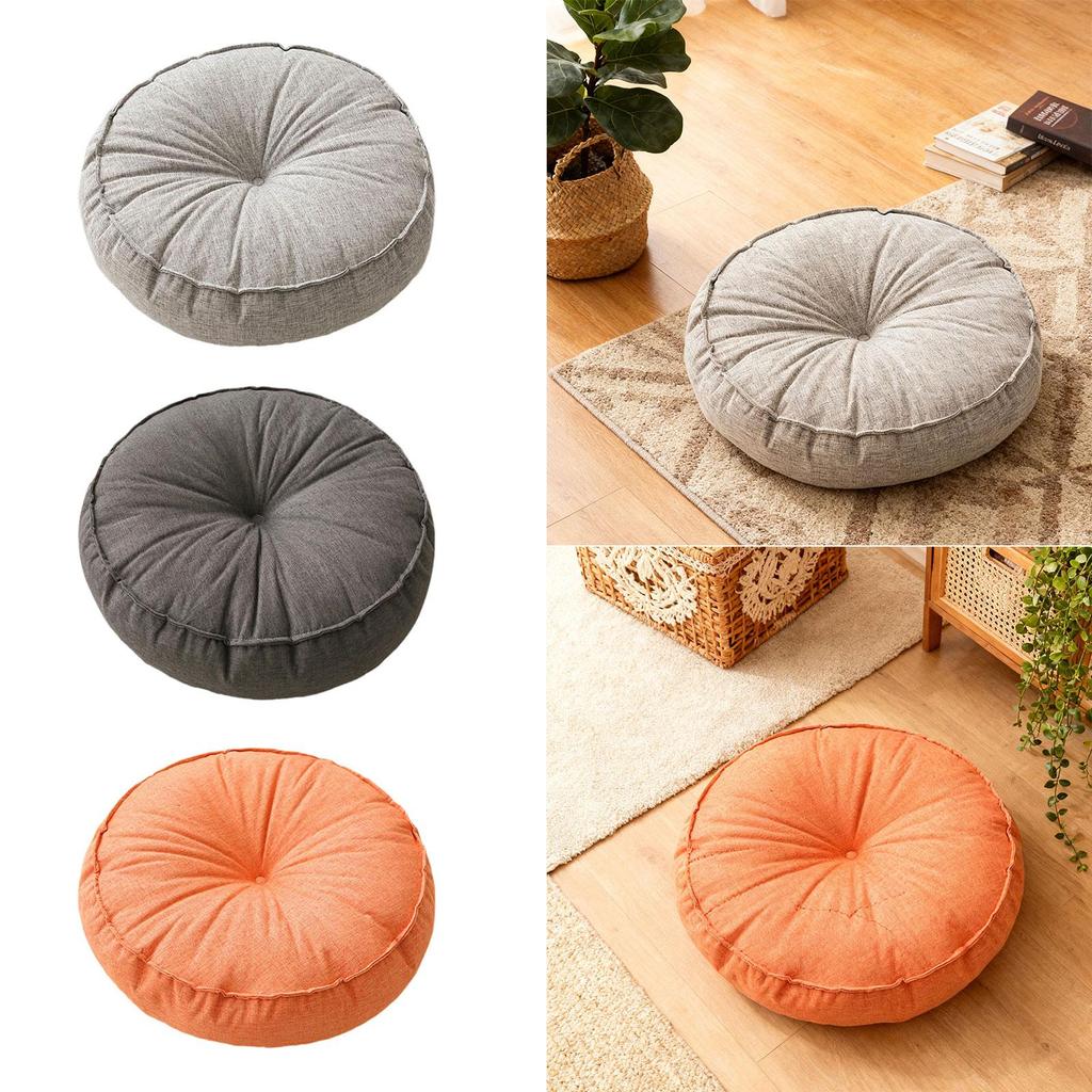 Soft Linen Round Floor Pillow Multi Functional Seat Cushion Decorative Pad for Living Room Bedroom Garden Outdoor