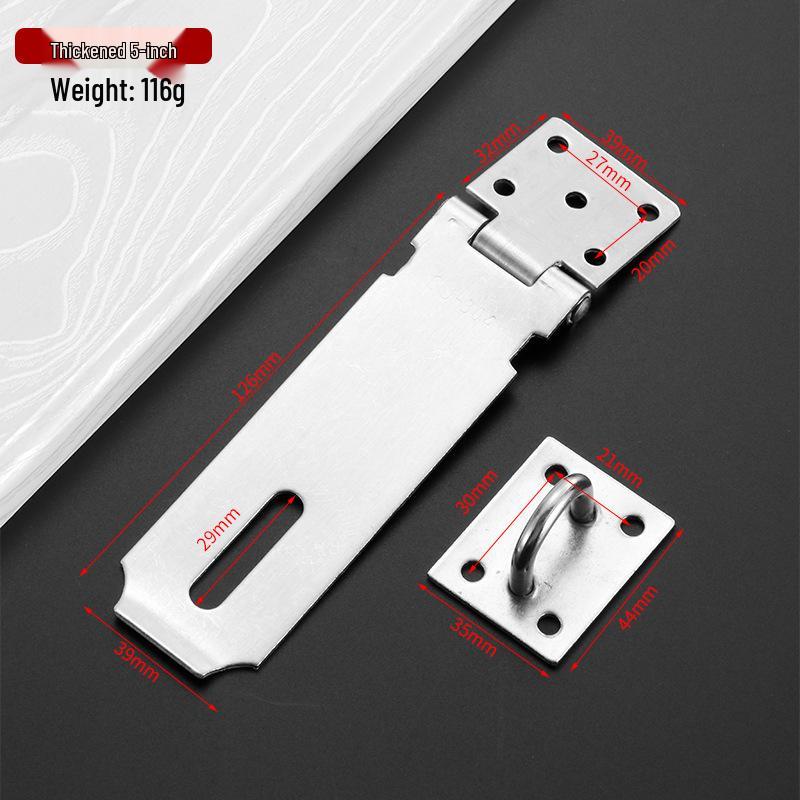 304 Stainless Steel Anti-theft Lock Plate for Cabinets and Drawers, Thickened 2.0, Old-fashioned Style Door Hasp and Staple Padlock.