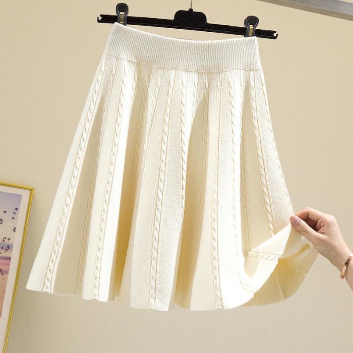 Korean Style A-Line High Waist Mini Skirt for Women - Slimming, Plus Size, Hip-Covering, Draping Effect, Big Swing Knitted Umbrella Skirt
