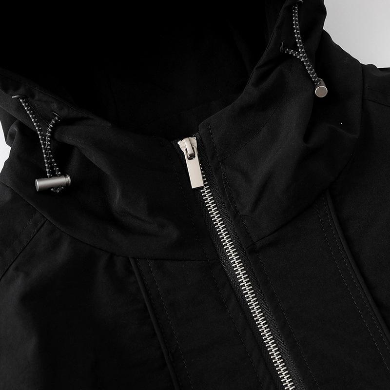 QIYOU 2026 Autumn Unisex Retro Hooded Windbreaker Jacket