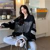 Women's American Retro Spring and Autumn Loose Korean Style   Stitching Embroidery Denim Baseball Uniform Jacket