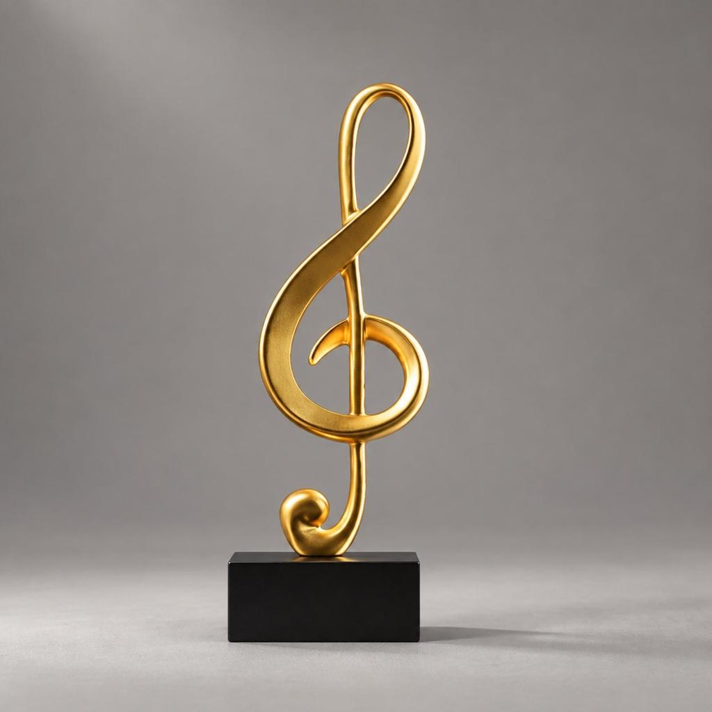 Musical Note Ornament with Ebony Base Elegant Freestanding Tabletop Decor Set