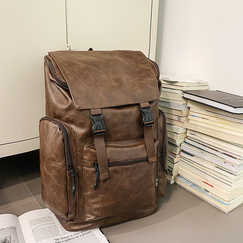 Business computer handbag men's and women's new soft leather backpack fashion commuter large capacity travel backpack